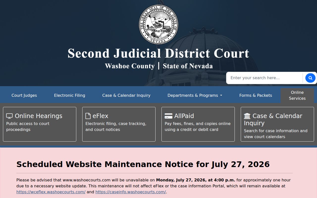 Reno people search entry for Second Judicial District Court records