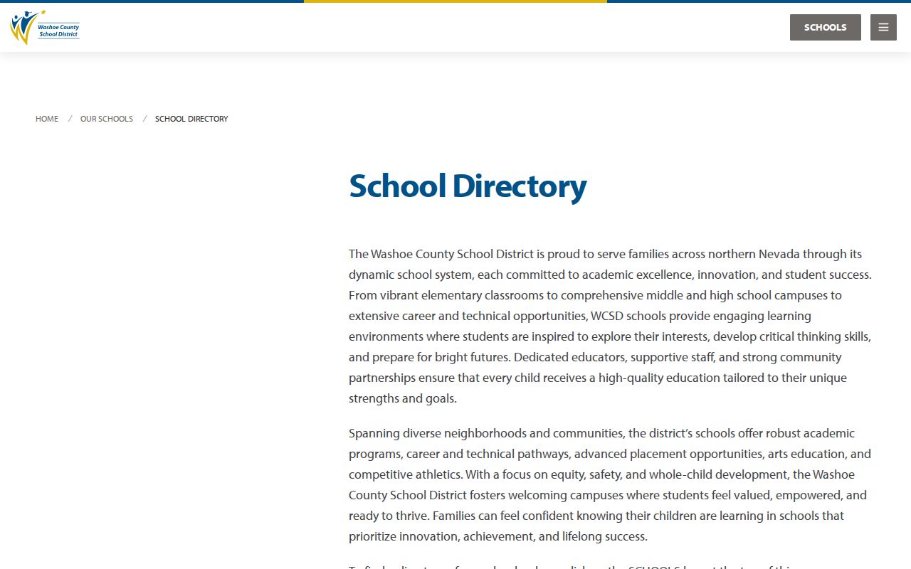 Reno people directories for Washoe County schools and staff