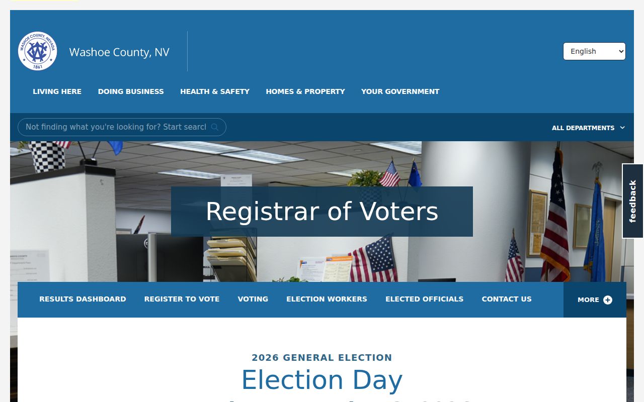 Reno voter registration records and Washoe County election services